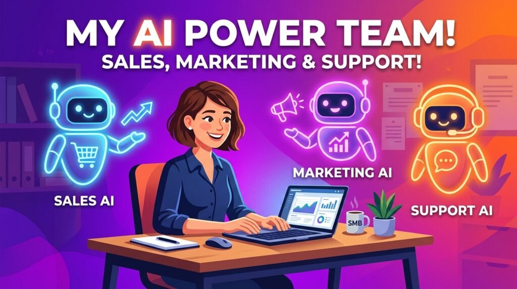 Automated dashboard showing AI business automation tasks completed for a small business