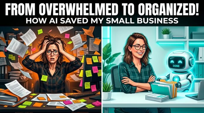 AI agent robot managing business tasks on a laptop screen illustrating how AI agents work
